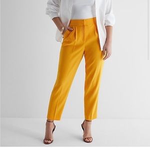 Express stylist super high waisted pleated ankle pant. Orange Mango